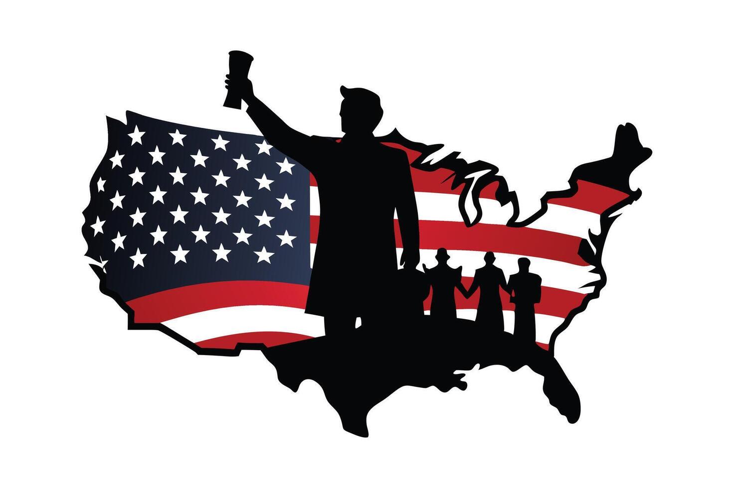A silhouette of a American citizenship day vector