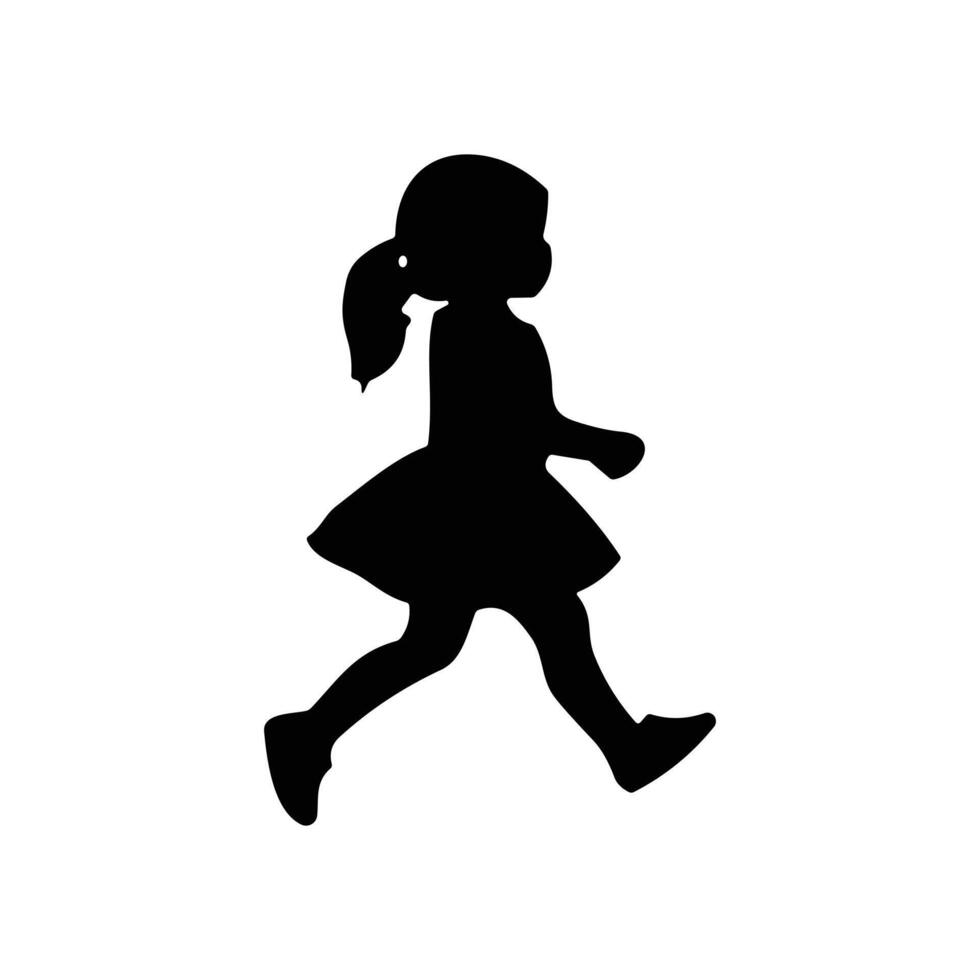 a silhouette of a little girl walking vector