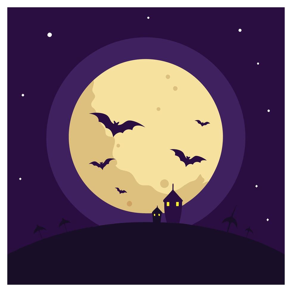 The spooky of Halloween night, Haunted House, Full Moon, Ghosts, Lanterns and Dark Misty Forest vector
