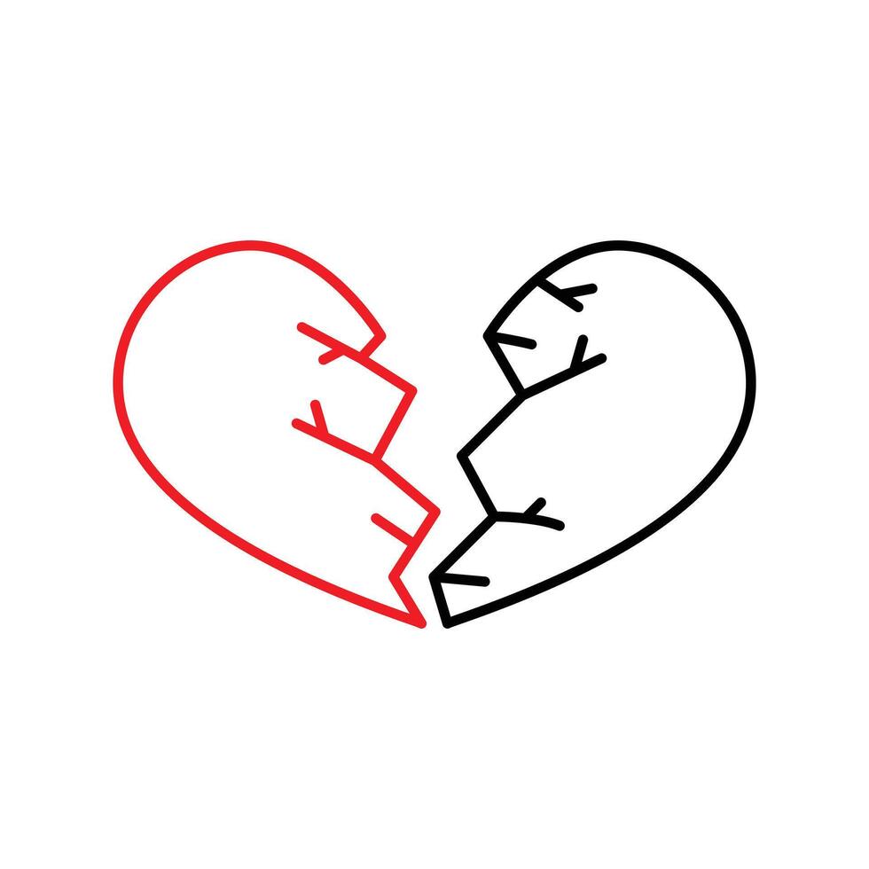 Broken heart, heart in pieces vector