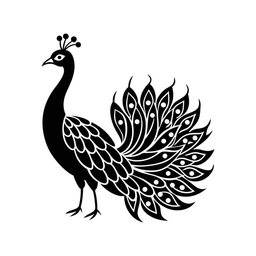 a silhouette of a peacock vector