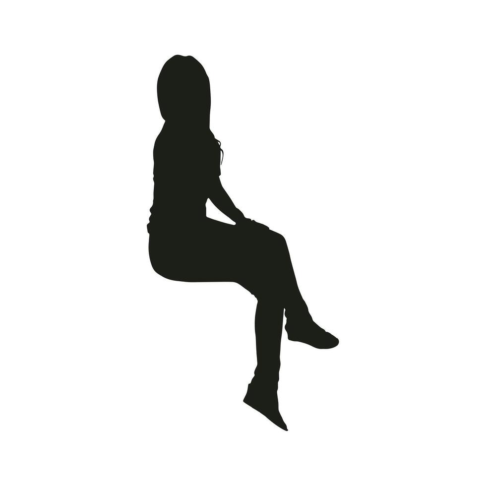 A silhouette of a woman sitting on the chair vector