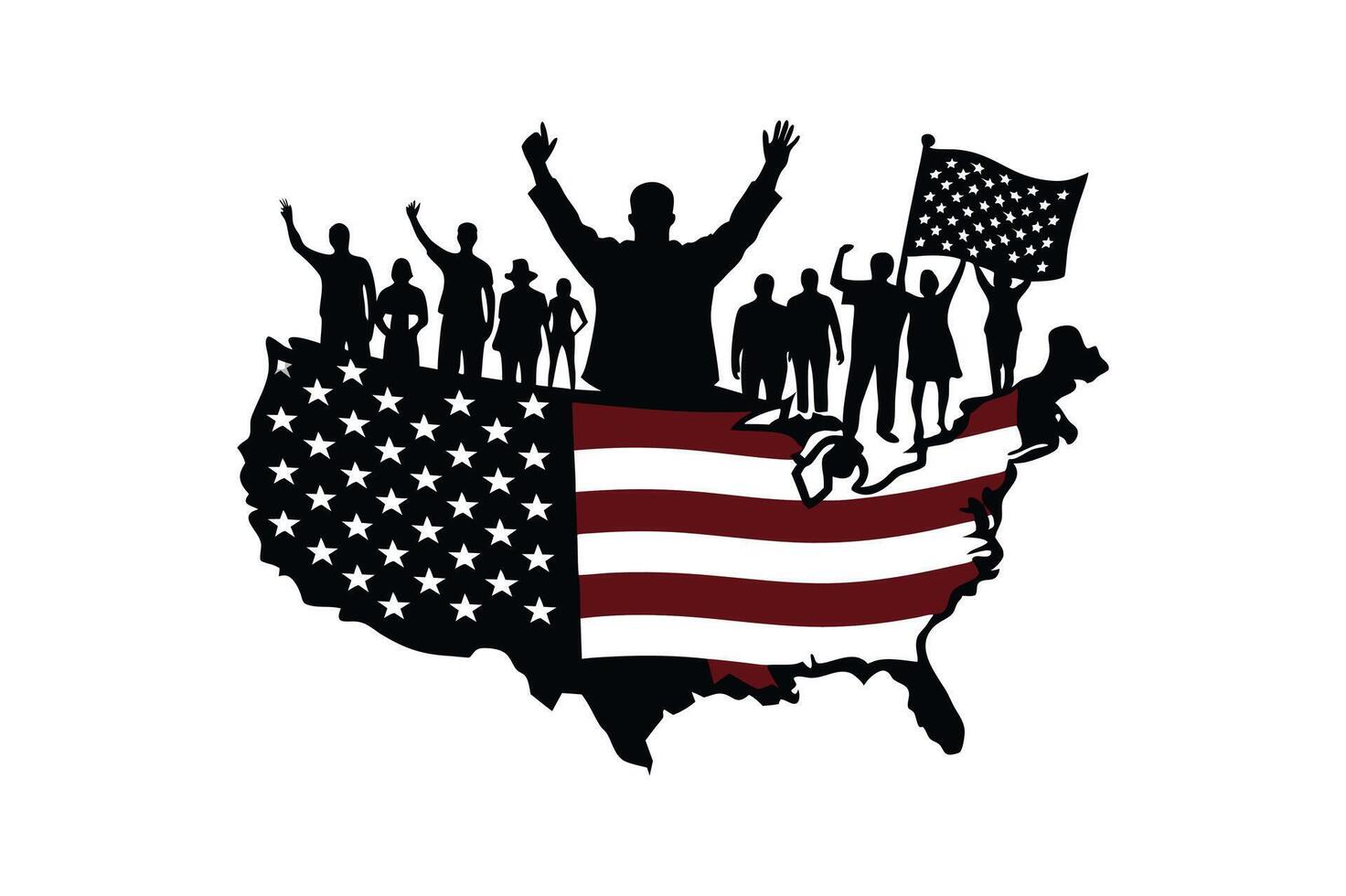 A silhouette of a American citizenship day vector
