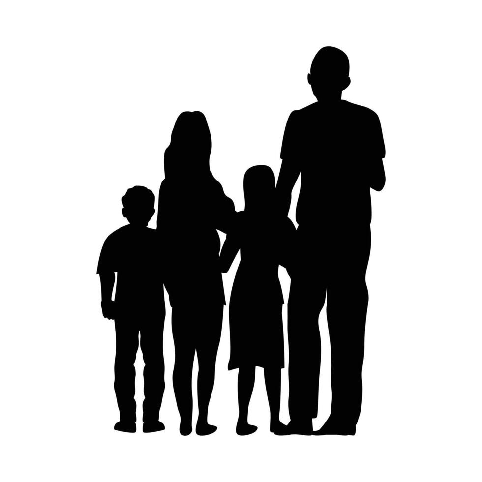 Family walking together silhouette illustration vector