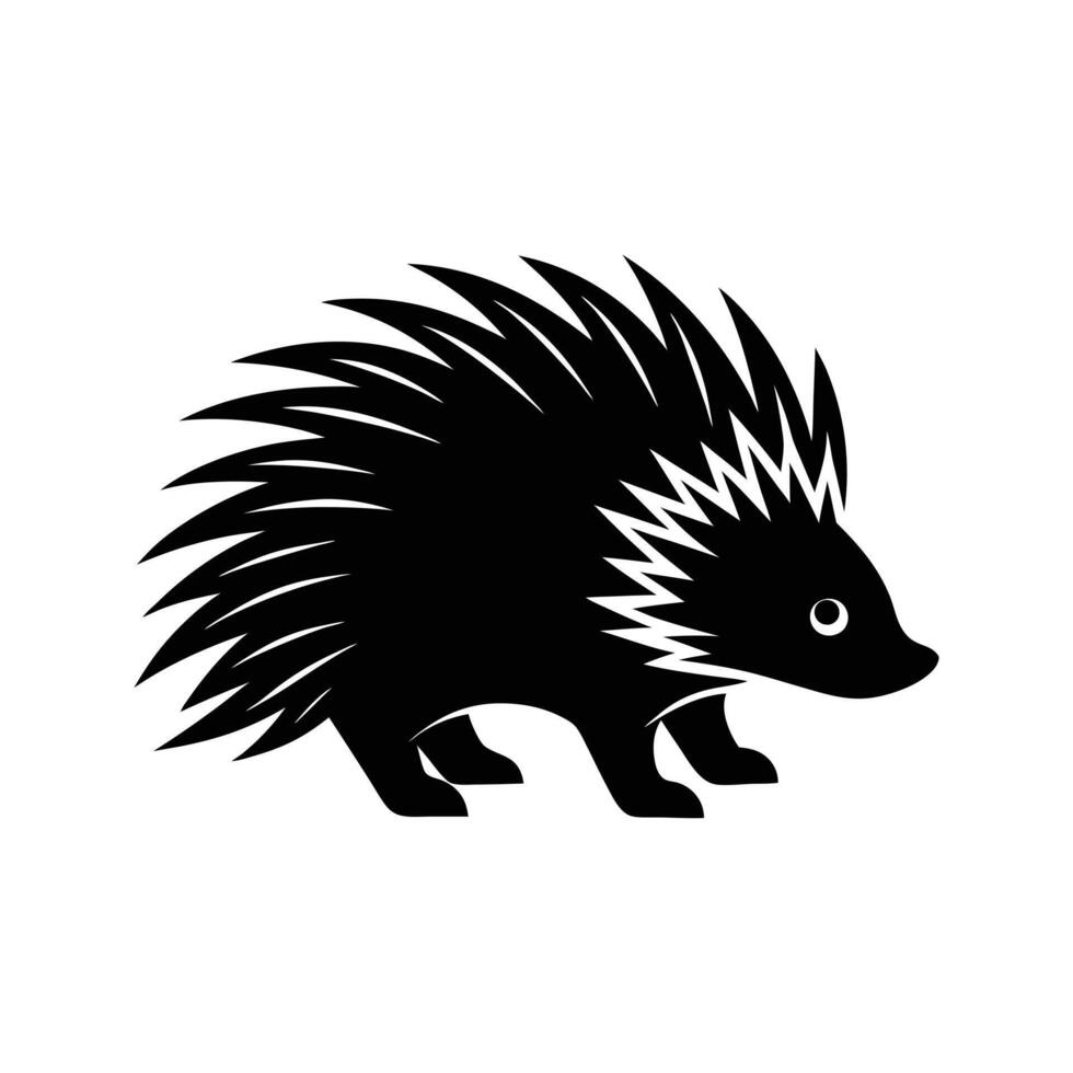a silhouette of a porcupine illustration vector