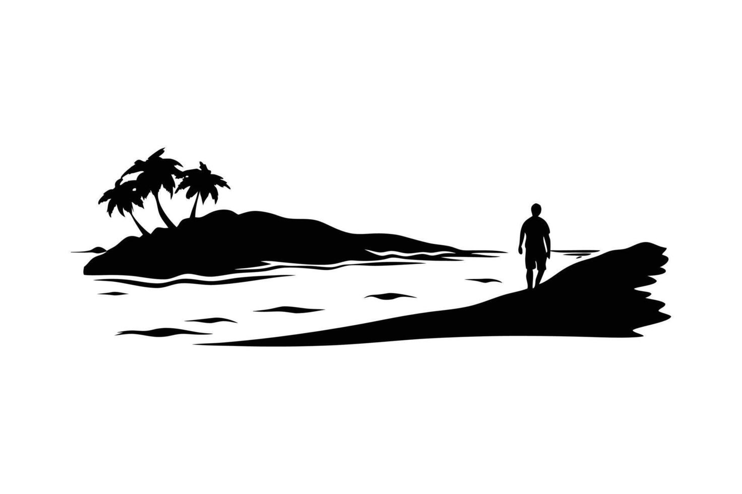 a silhouette of a sea shores, sea beach vector