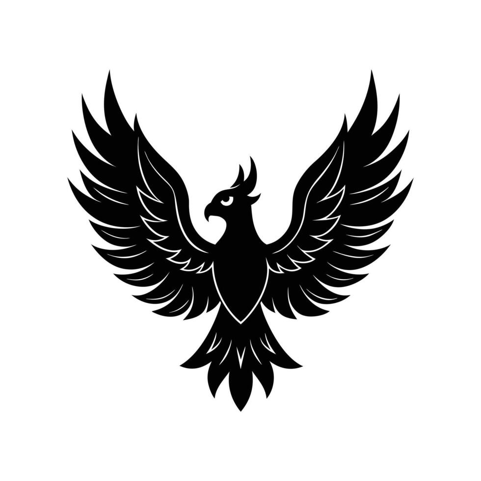 silhouette bird with fire wings vector