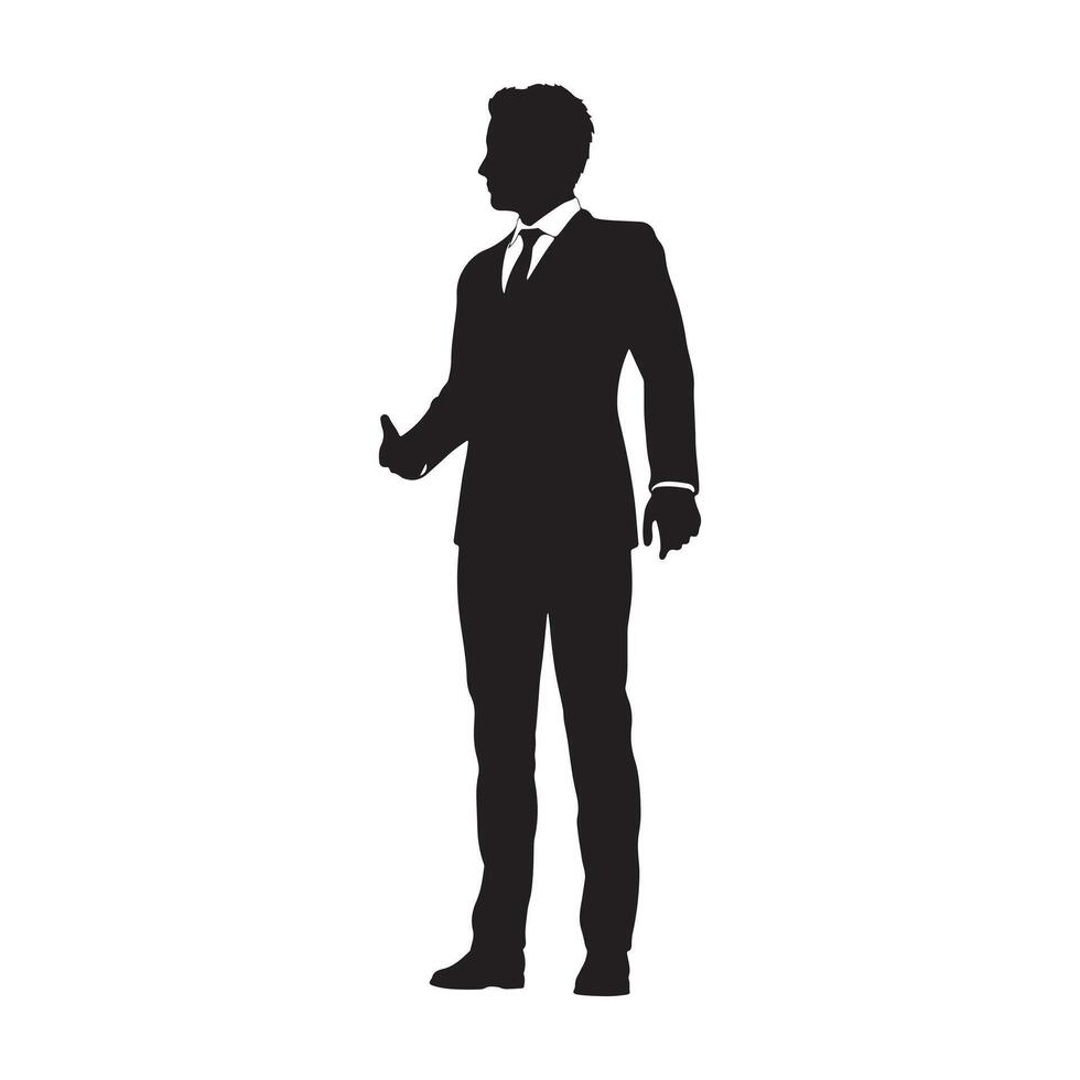 A silhouette of a man standing and talking vector