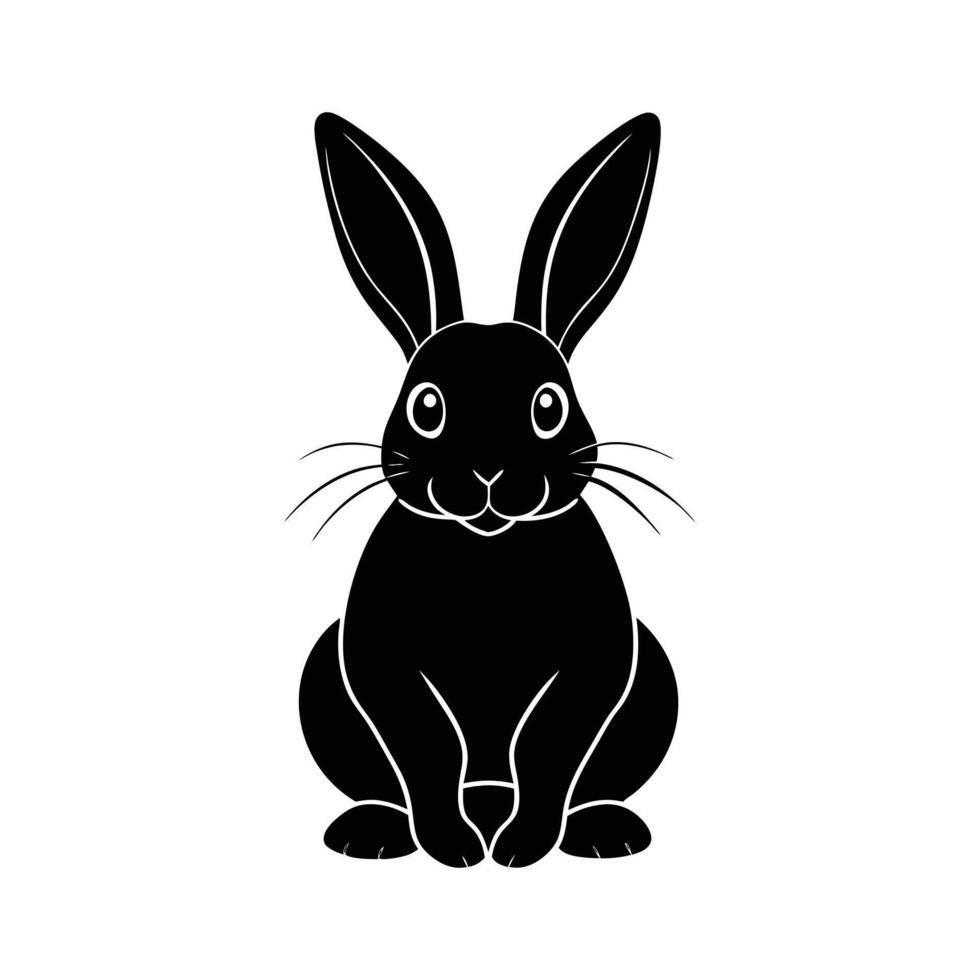 a silhouette of cute rabbit vector