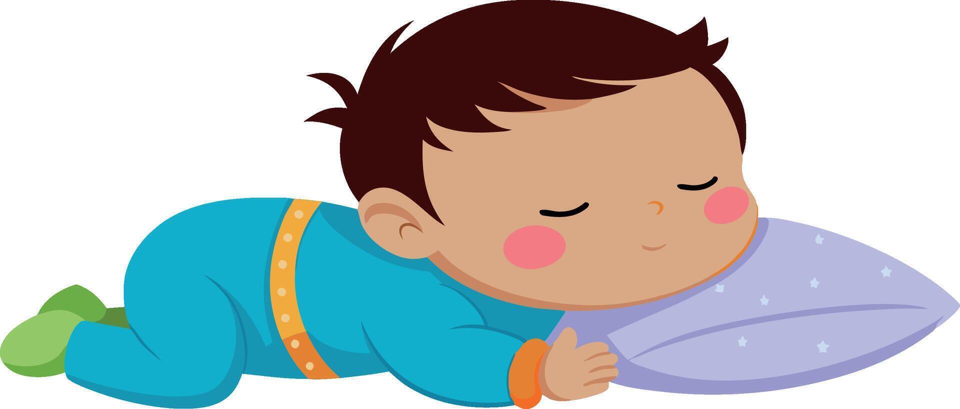 Baby sleeping with pillow and blanket vector