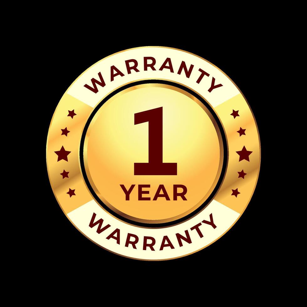 1 year warranty gold label. 1 year warranty image vector