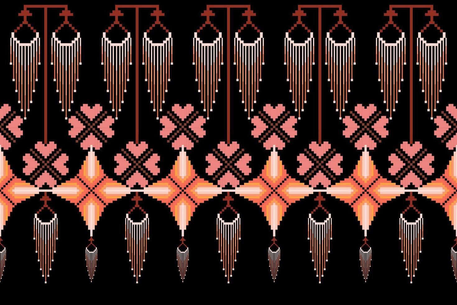 Geometric floral pattern background.flower ethnic pixel pattern,Aztec style,abstract background.design for texture,fabric,clothing,decoration,print,sarong. vector