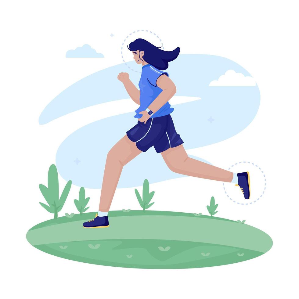 Flat design of a woman enjoy running outdoor vector