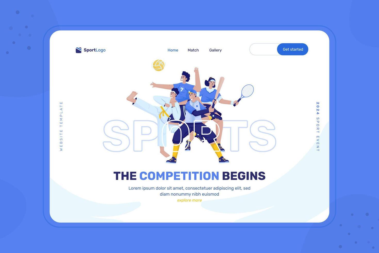 Sport competition illustration for homepage on website or landing page design vector