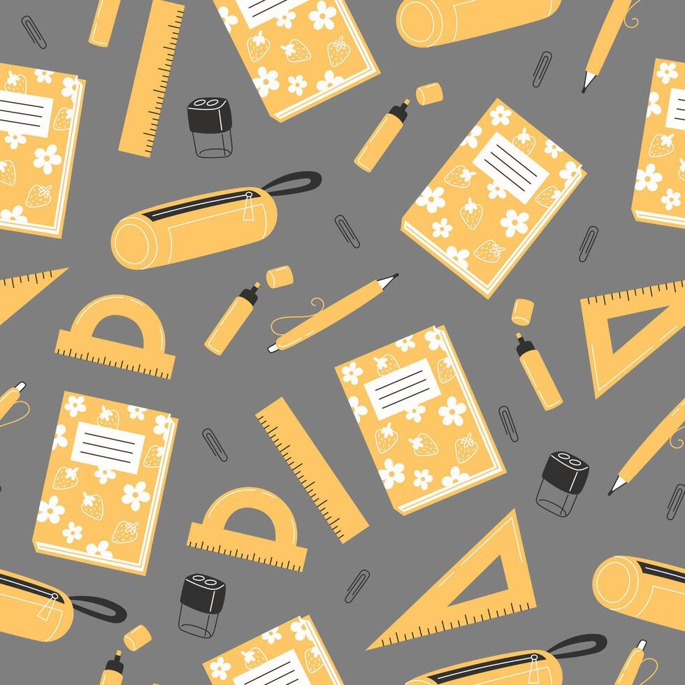 School Days Seamless Pattern with school supplies vector