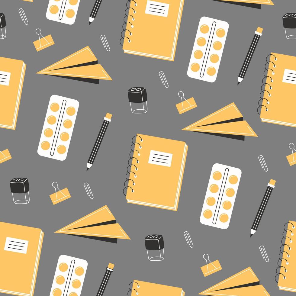 School Days Seamless Pattern with school supplies vector