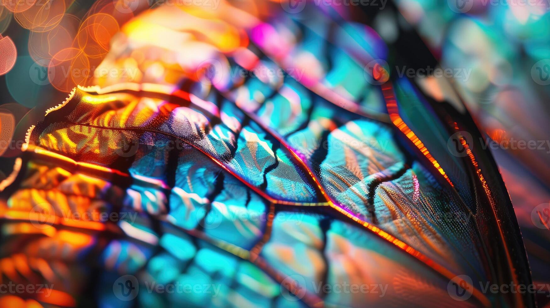 Macro Kaleidoscope of Iridescent Butterfly Wing Patterns. photo