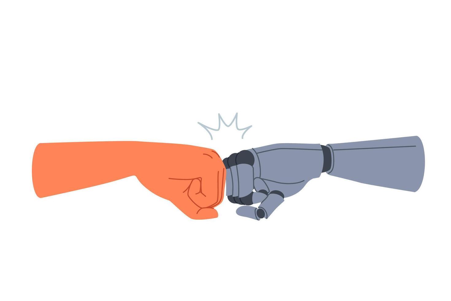 Synergy of robot and human joining fists as sign of solidarity and willingness to cooperate vector