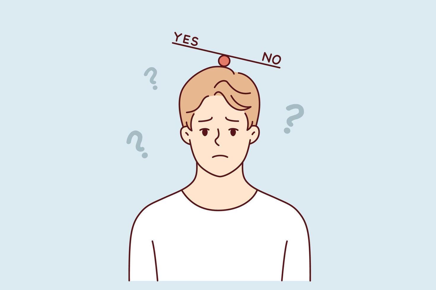 Mental swing for psychologically unstable man who is thinking about difficult question vector