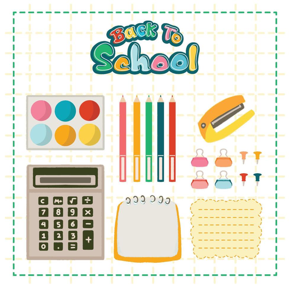 Back to school Tools Sticker Set vector