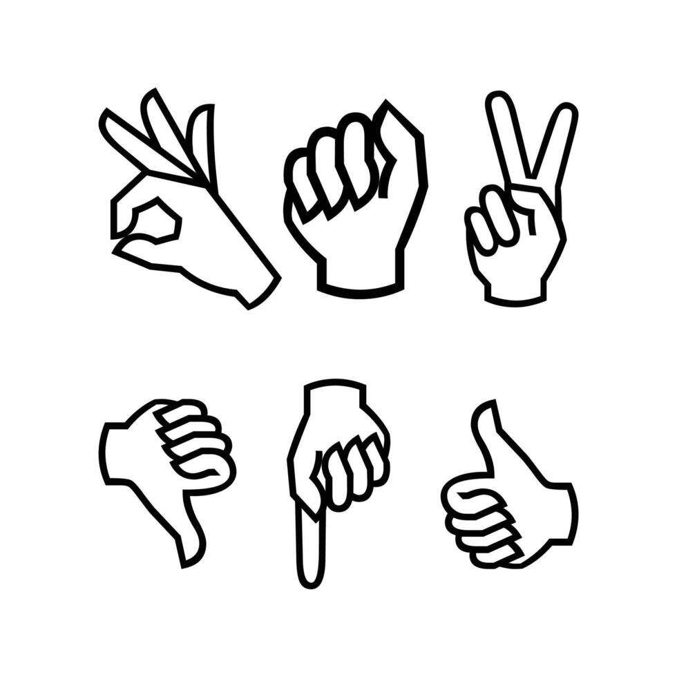 isolated prey symbol, thumb up and rock and roll, okay and peace, heart and first vector