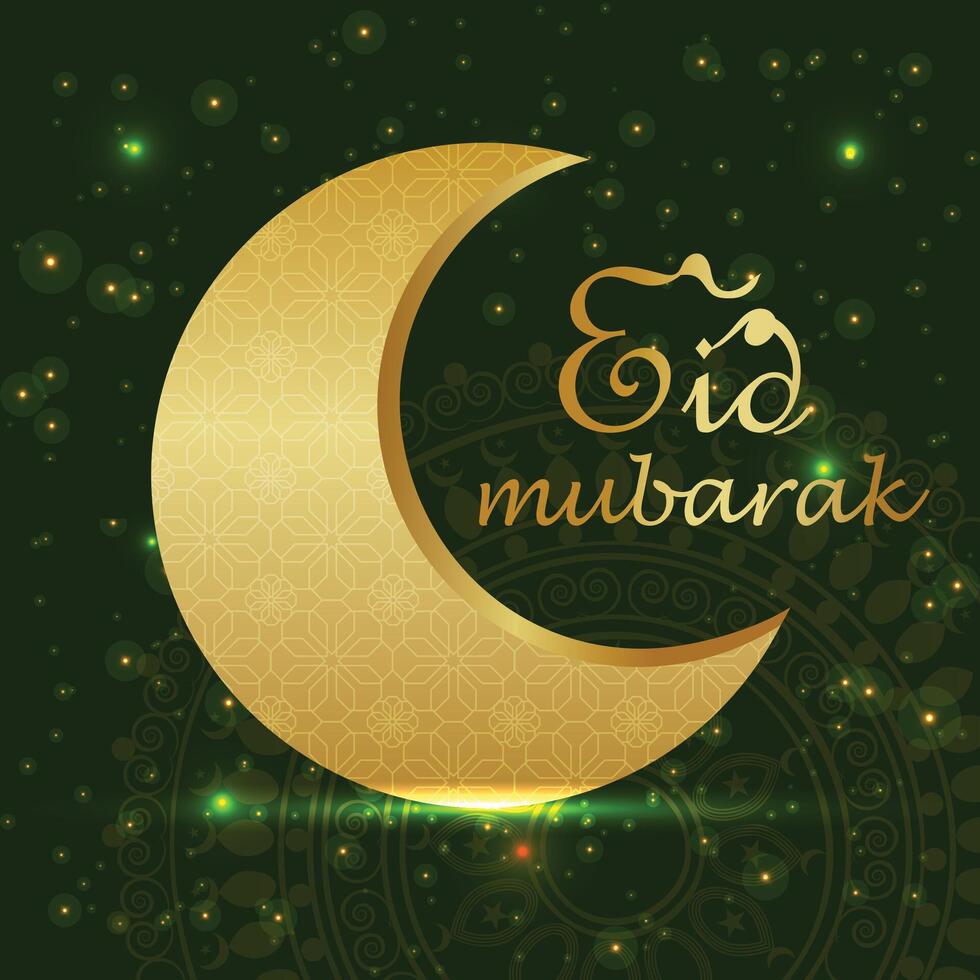 Crescent Islamic with Lantern for Ramadan Kareem. Golden Half Moon, Lamp. vector