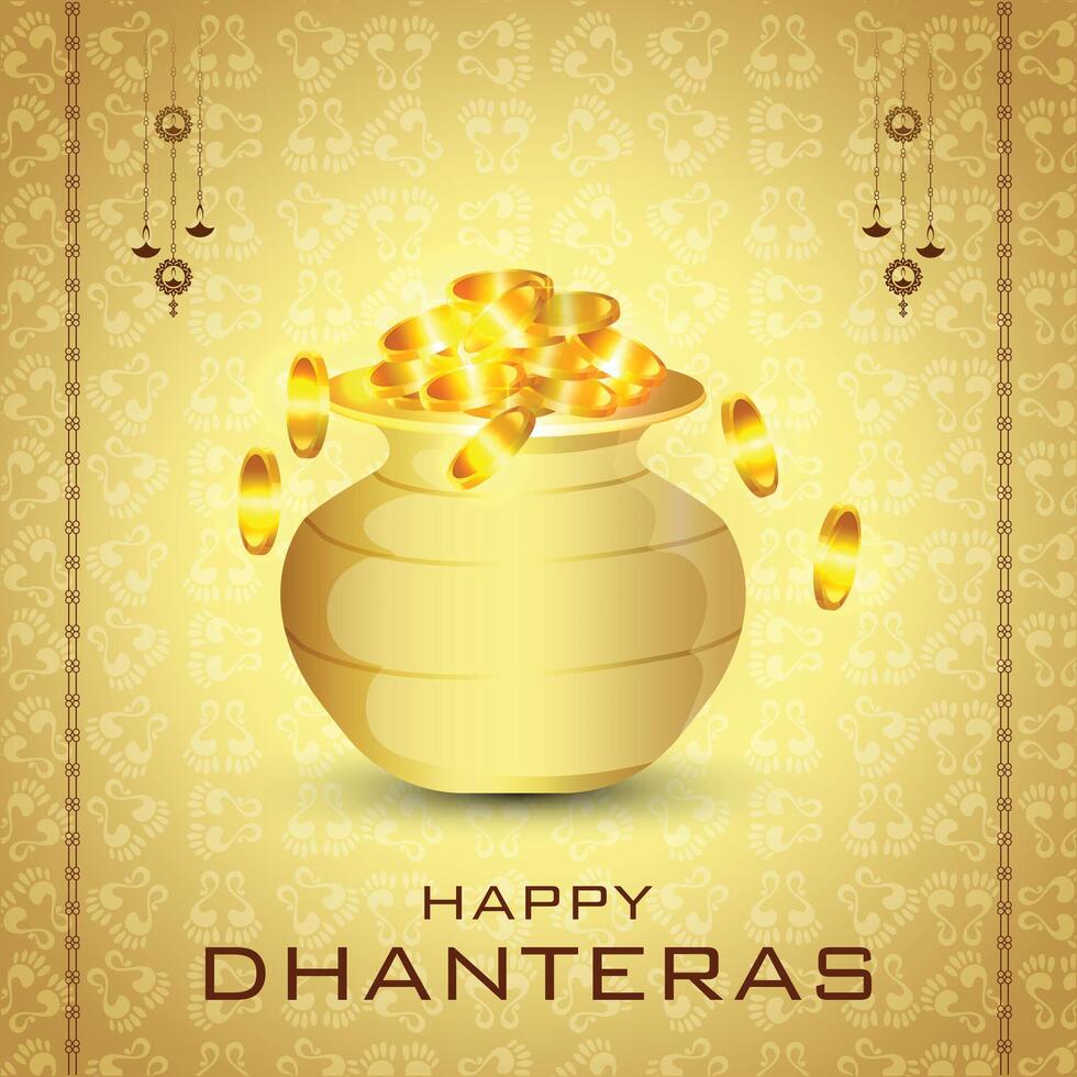 Creative banner design of Indian festival Happy Dhanteras template. vector