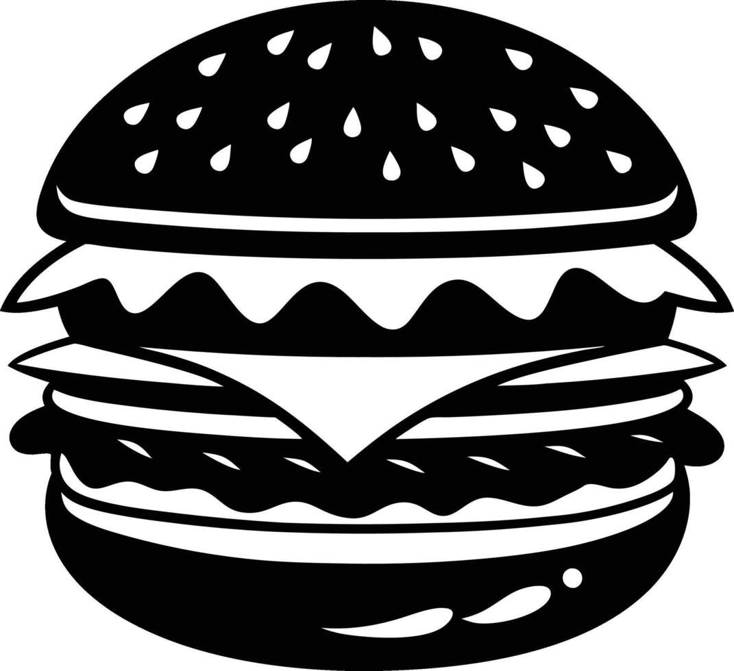 Silhouette Burger black and White vector