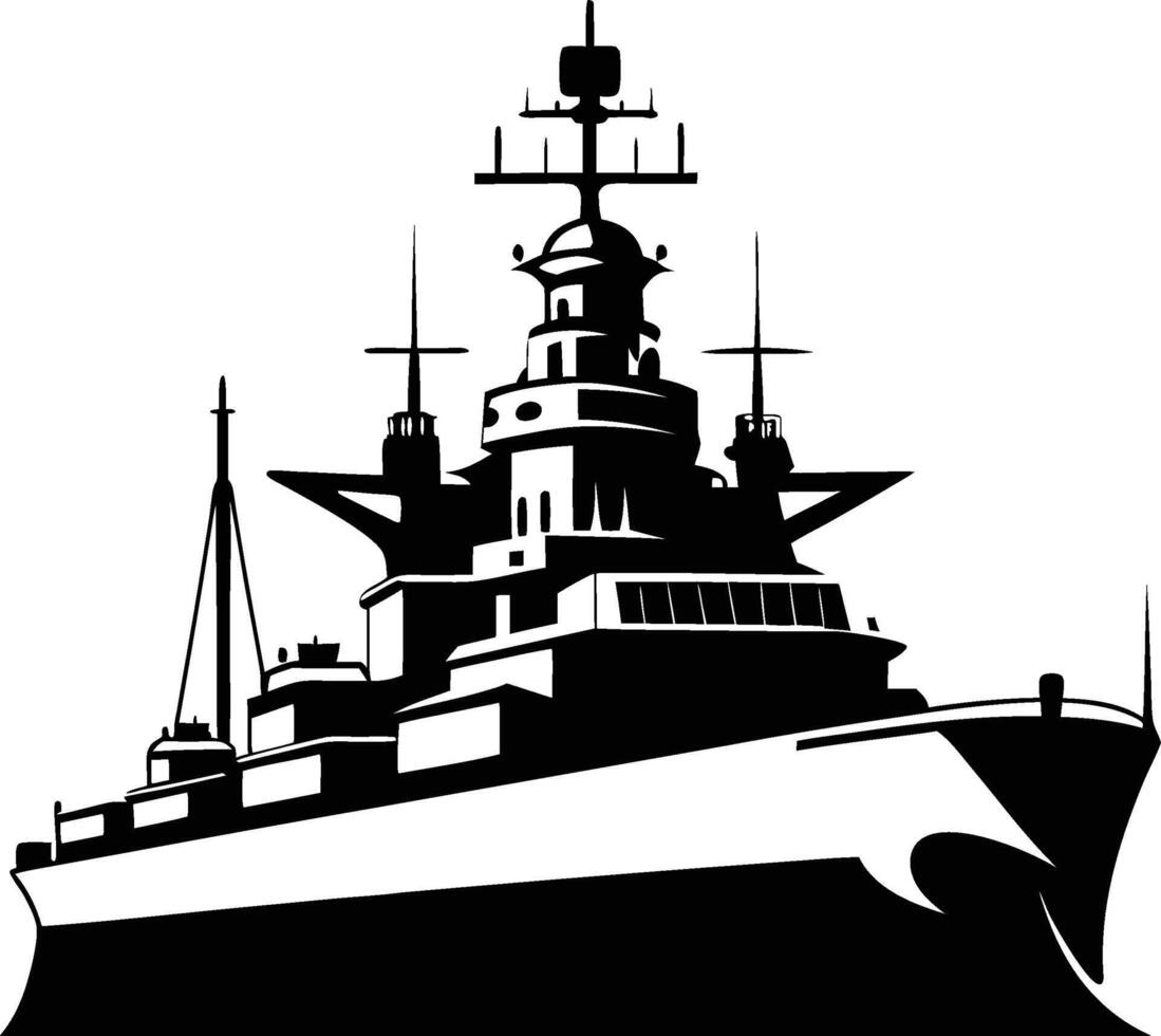 Silhouette ship black and White vector