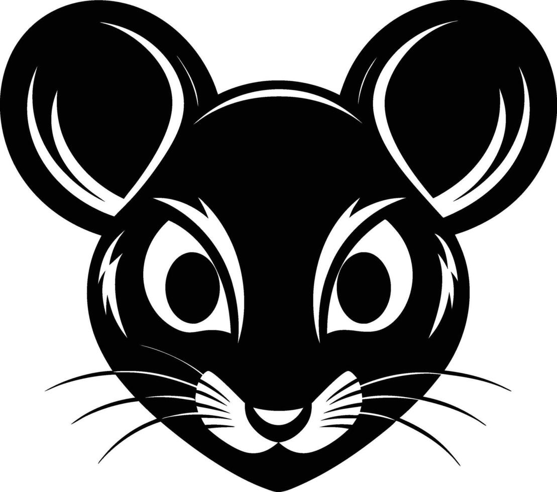 A silhouette black and white Rat Had Face vector
