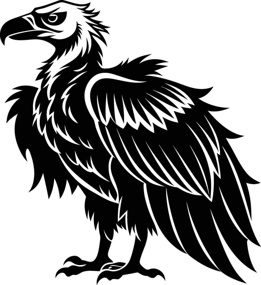 Silhouette griffon vulture black and White vector
