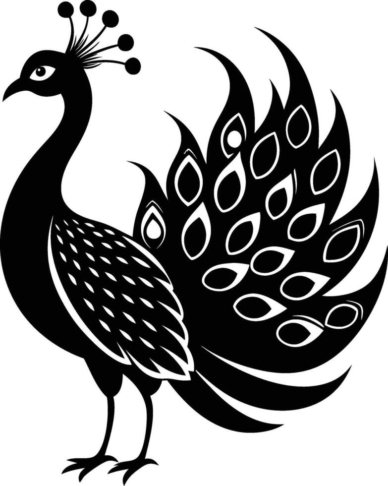 Peacock - Black and White Isolated Icon vector