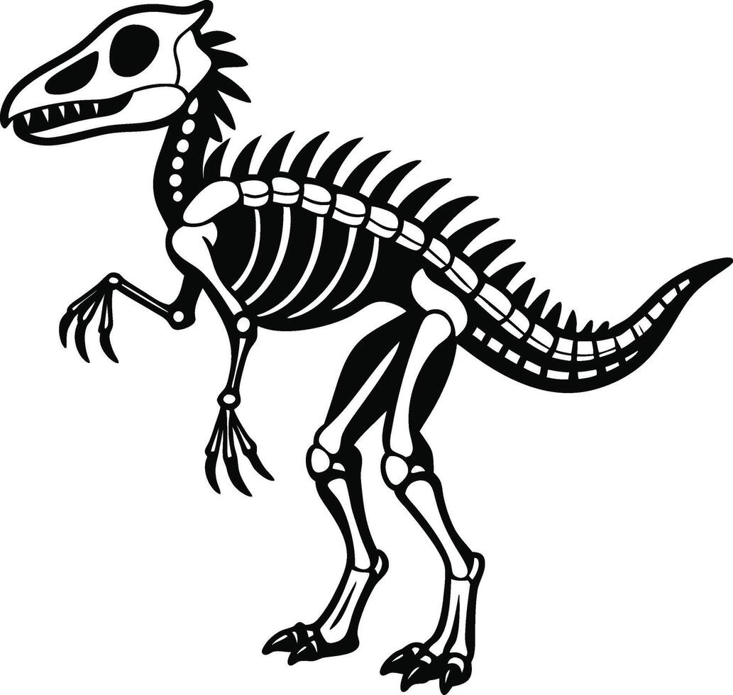 Silhouette Dinosaur skeleton black and White vector