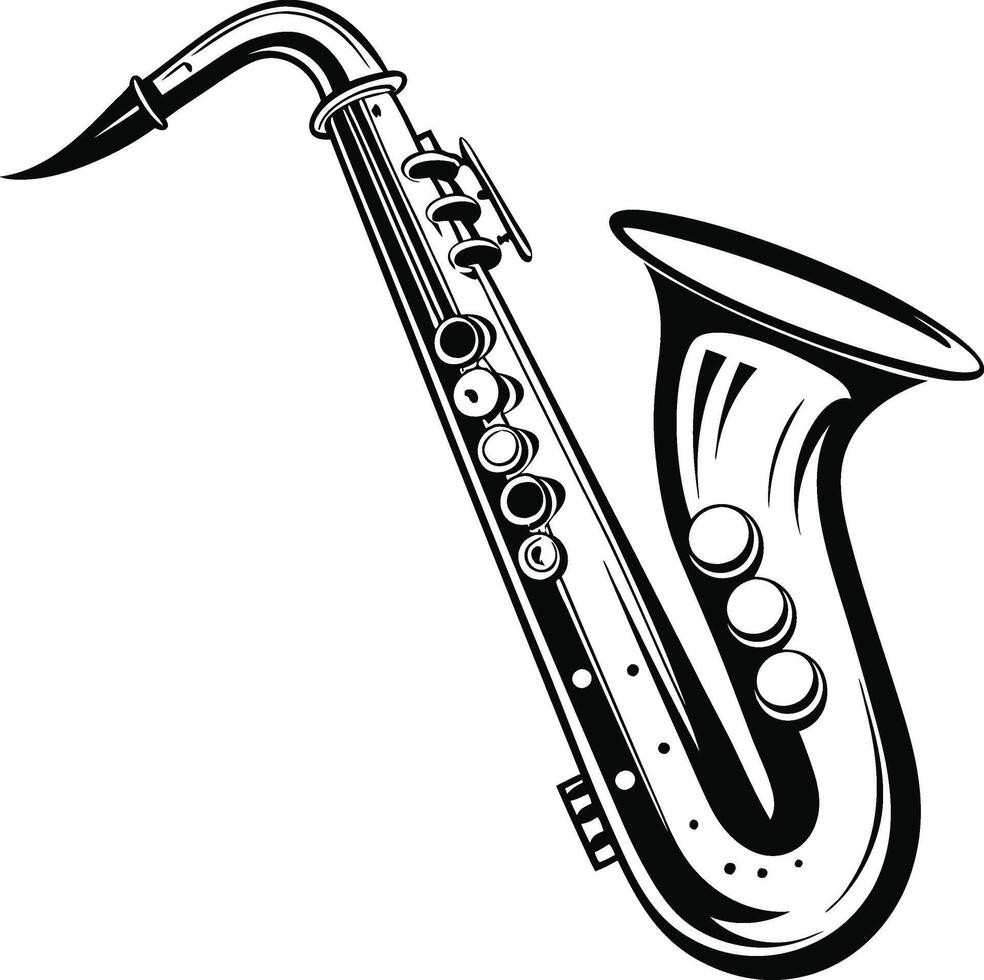 Saxophone instrument musical sketch style vector