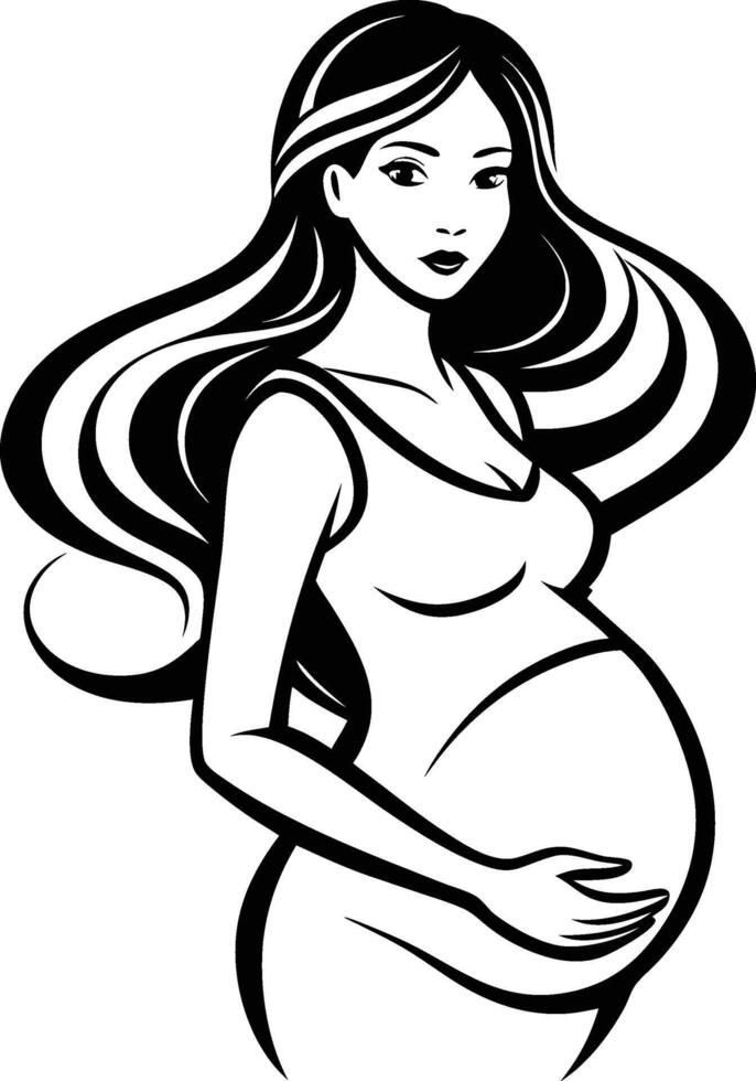 silhouette of pregnant woman vector