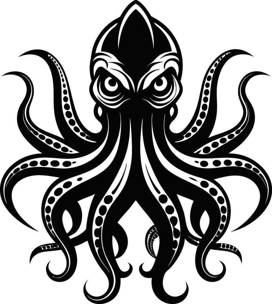 Octopus logo black and white vector