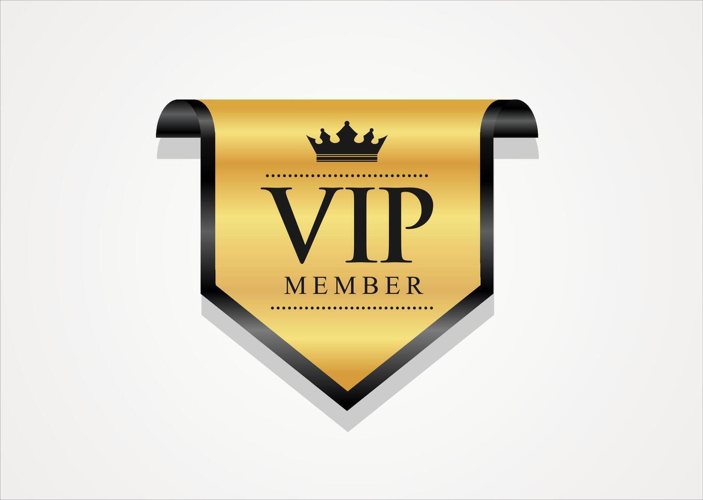 VIP member emblem black and gold isolated on gray background vector