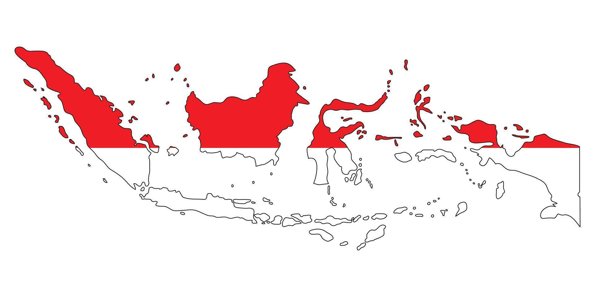 Indonesian Map on Red and White Indonesian Flag vector
