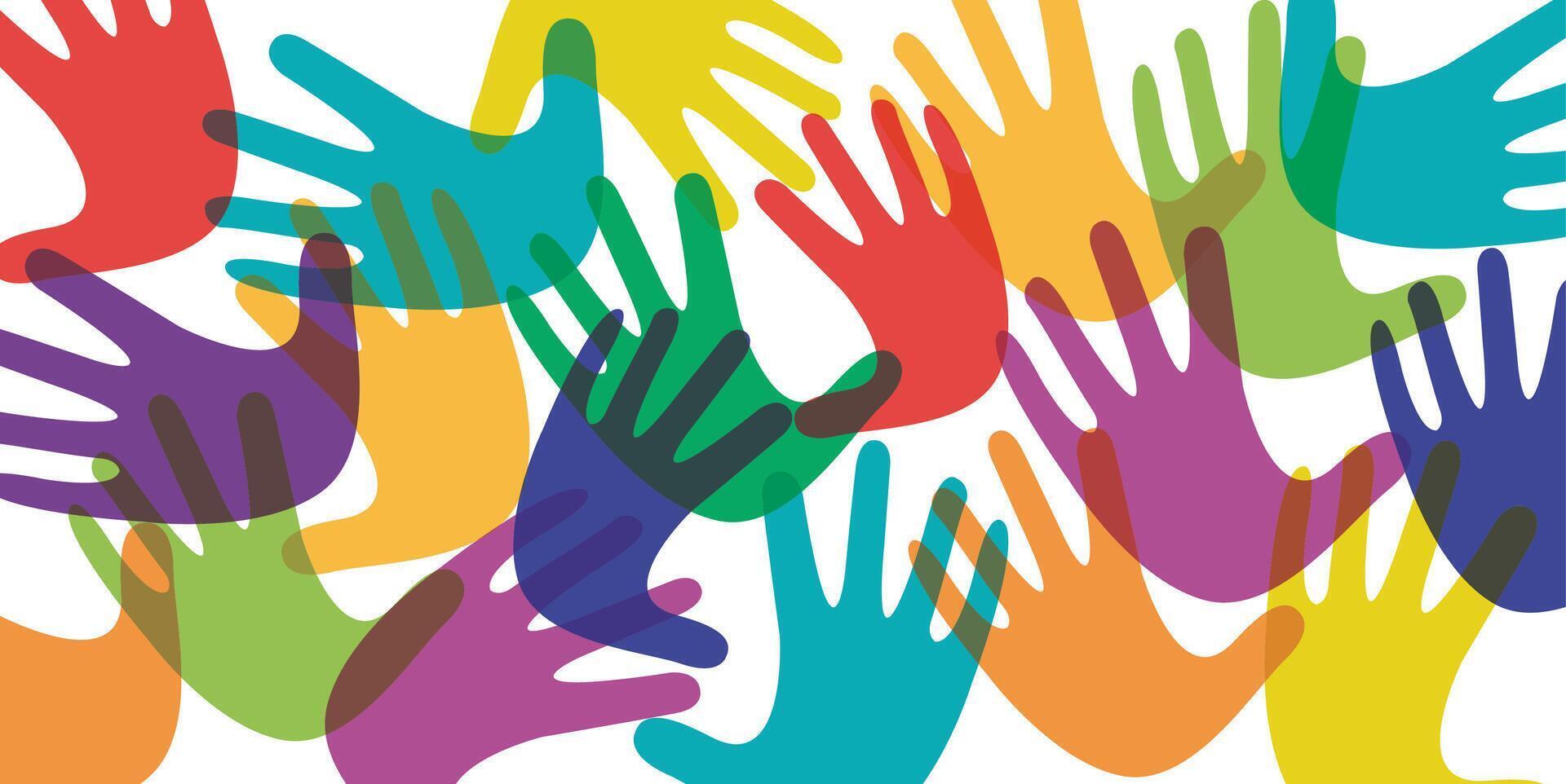 banner teamwork, open hands. Solidarity concept, background vector