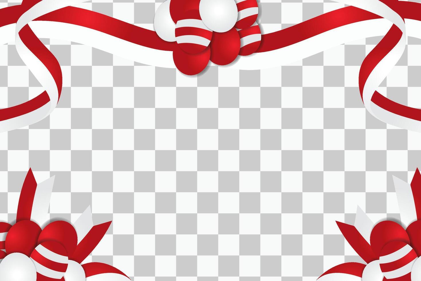 Indonesian Independence Day with ribbon indonesia flags, Balloons, template background. vector
