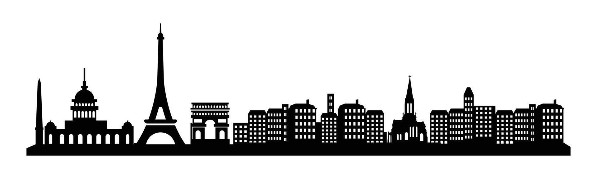 Silhouette Paris skyline. Travel Paris famous landmarks. vector