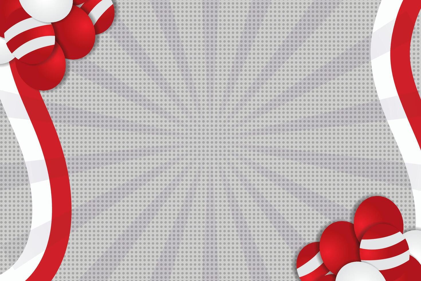 Indonesian Independence Day background with ribbon indonesia flags, Balloons, social media template vector