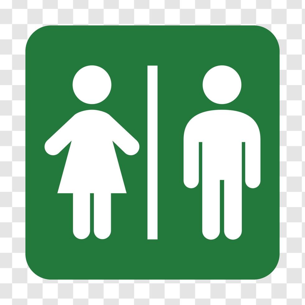 Simple basic sign green flat icon male and female toilet. illustration. vector