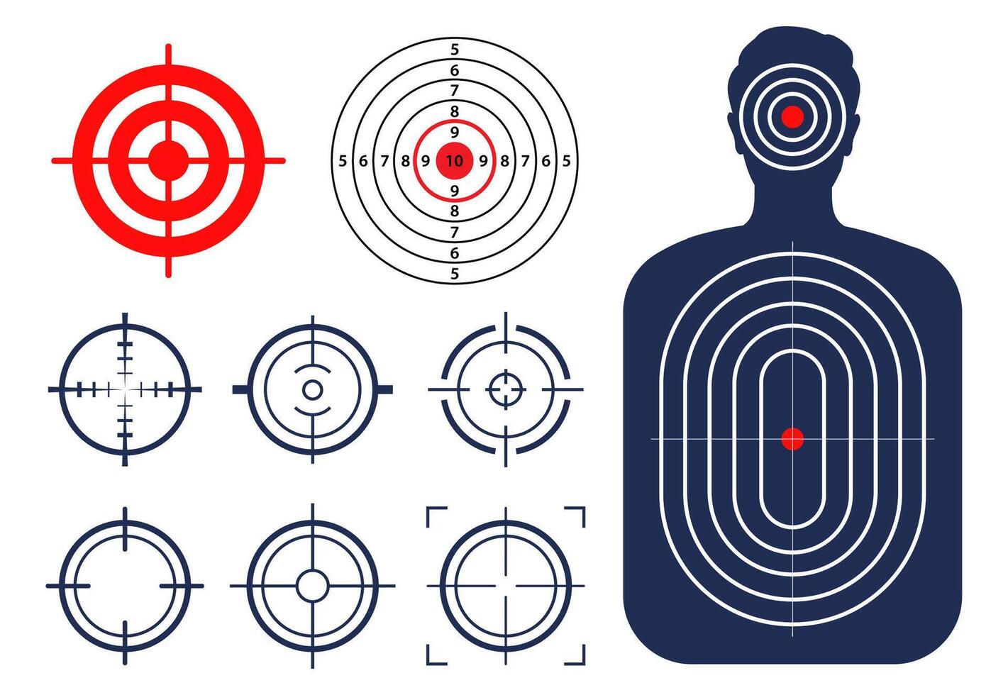 Target and aim, targeting and aiming. Target or aim symbol. Military rifle scope, shooting mark. . vector