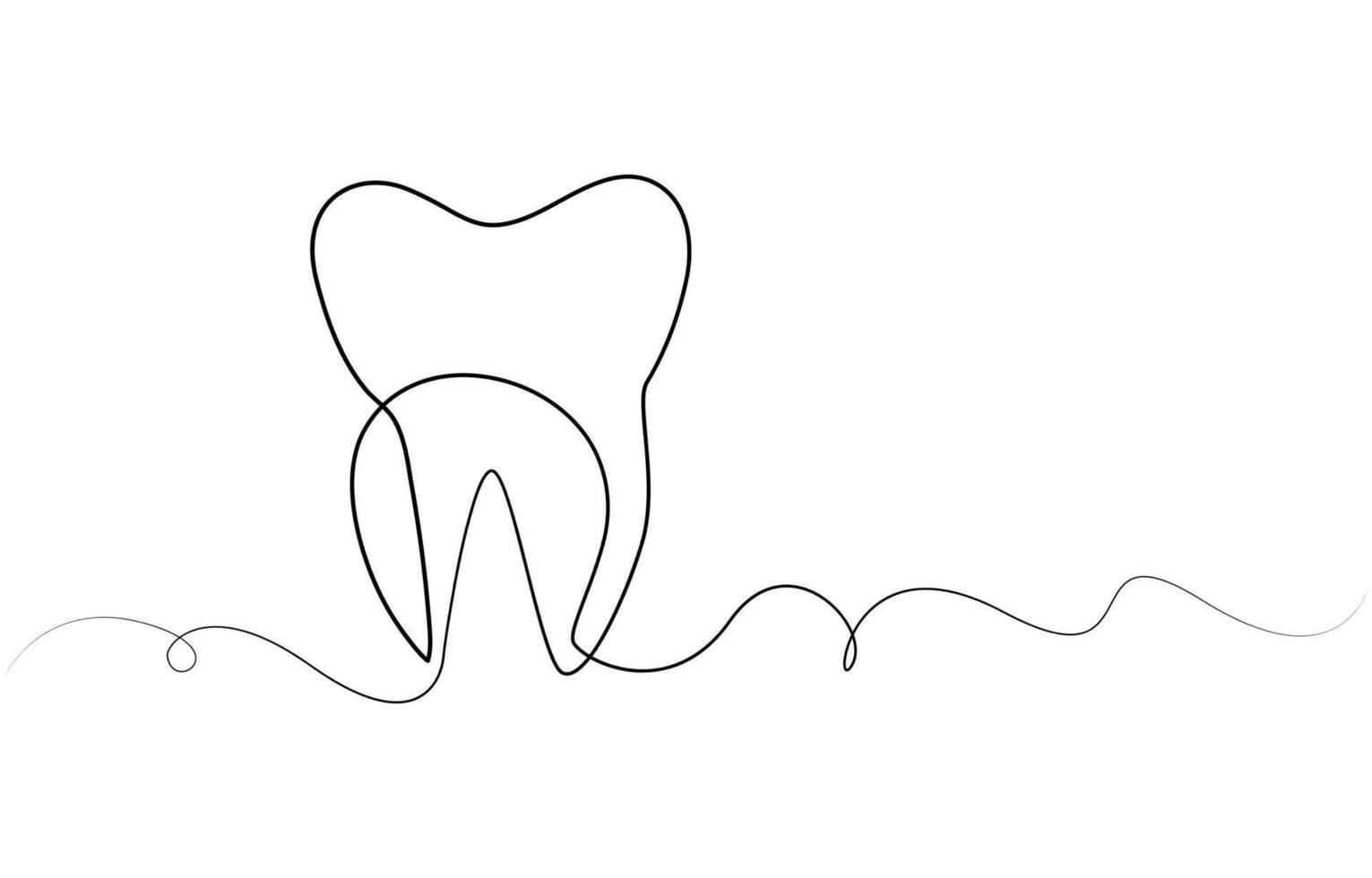 Tooth icon in continuous line drawing style. Line art of tooth icon. illustration, Single line drawing of a tooth vector