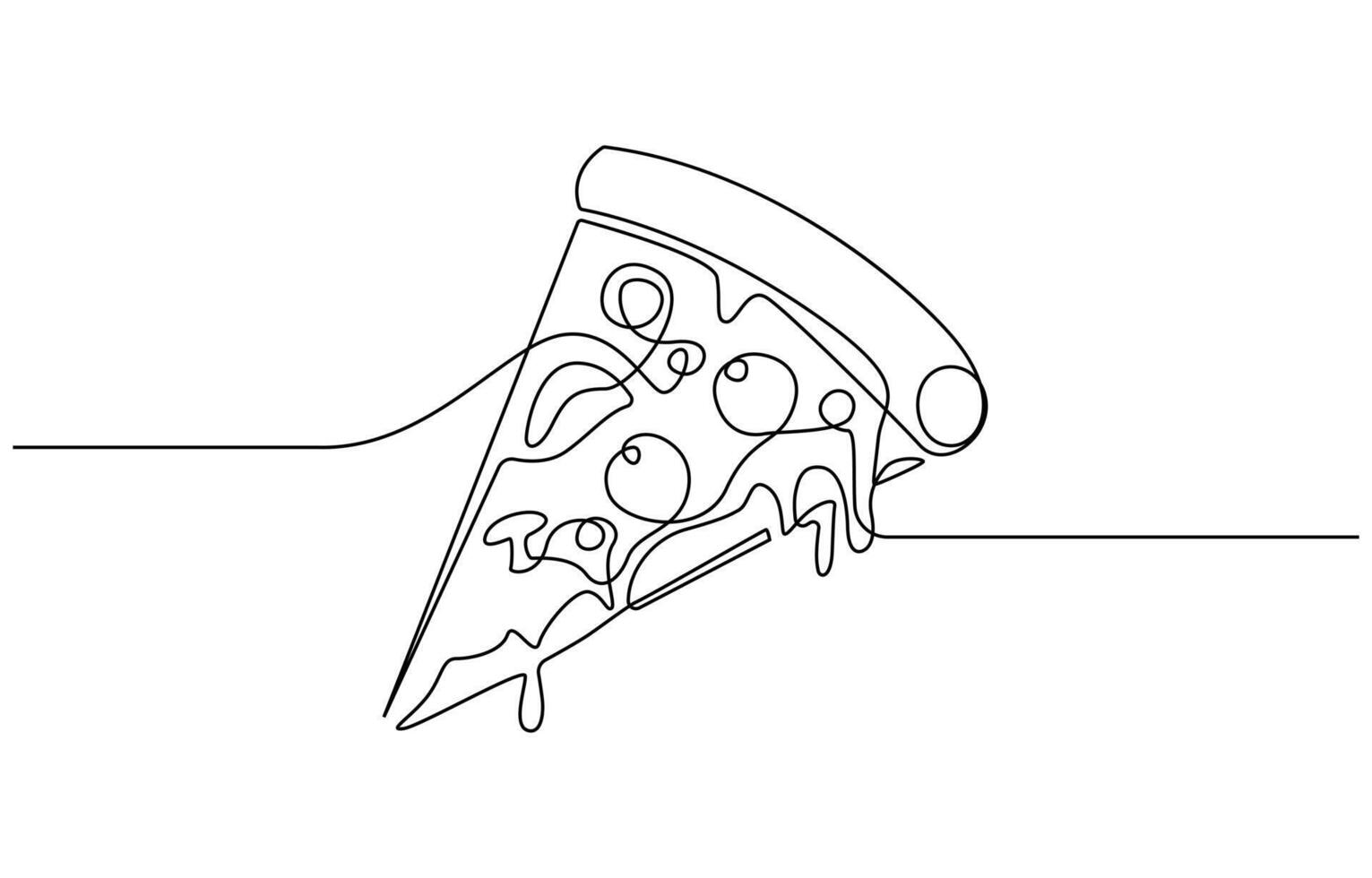 fast food one line art. Single continuous line of pizza. Pizza fast food in one line art vector