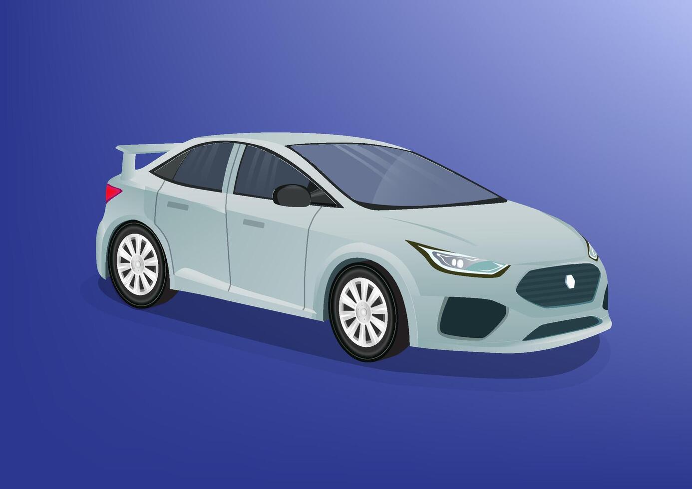 Isometric white metallic modern car. vector