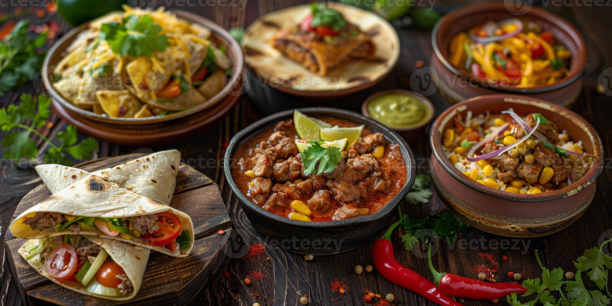 mexican food. Set of traditional dishes photo