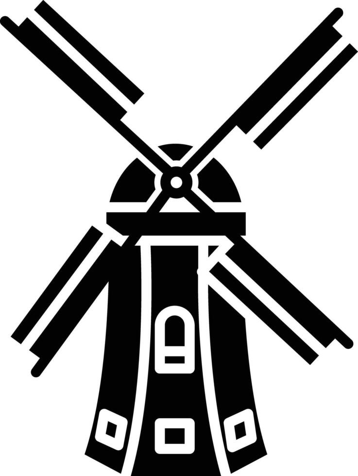 Windmill solid glyph illustration vector