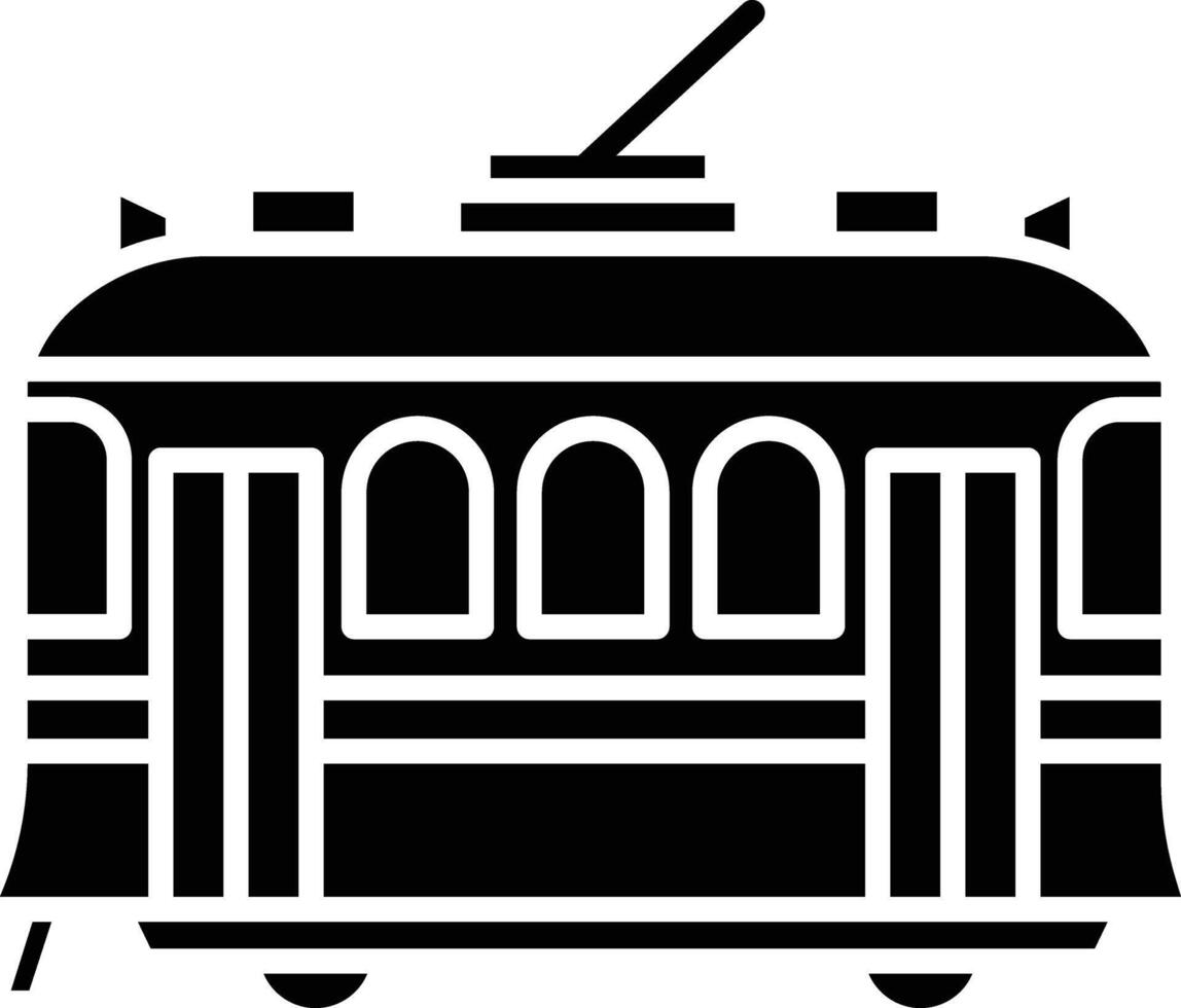 Tram solid glyph illustration vector